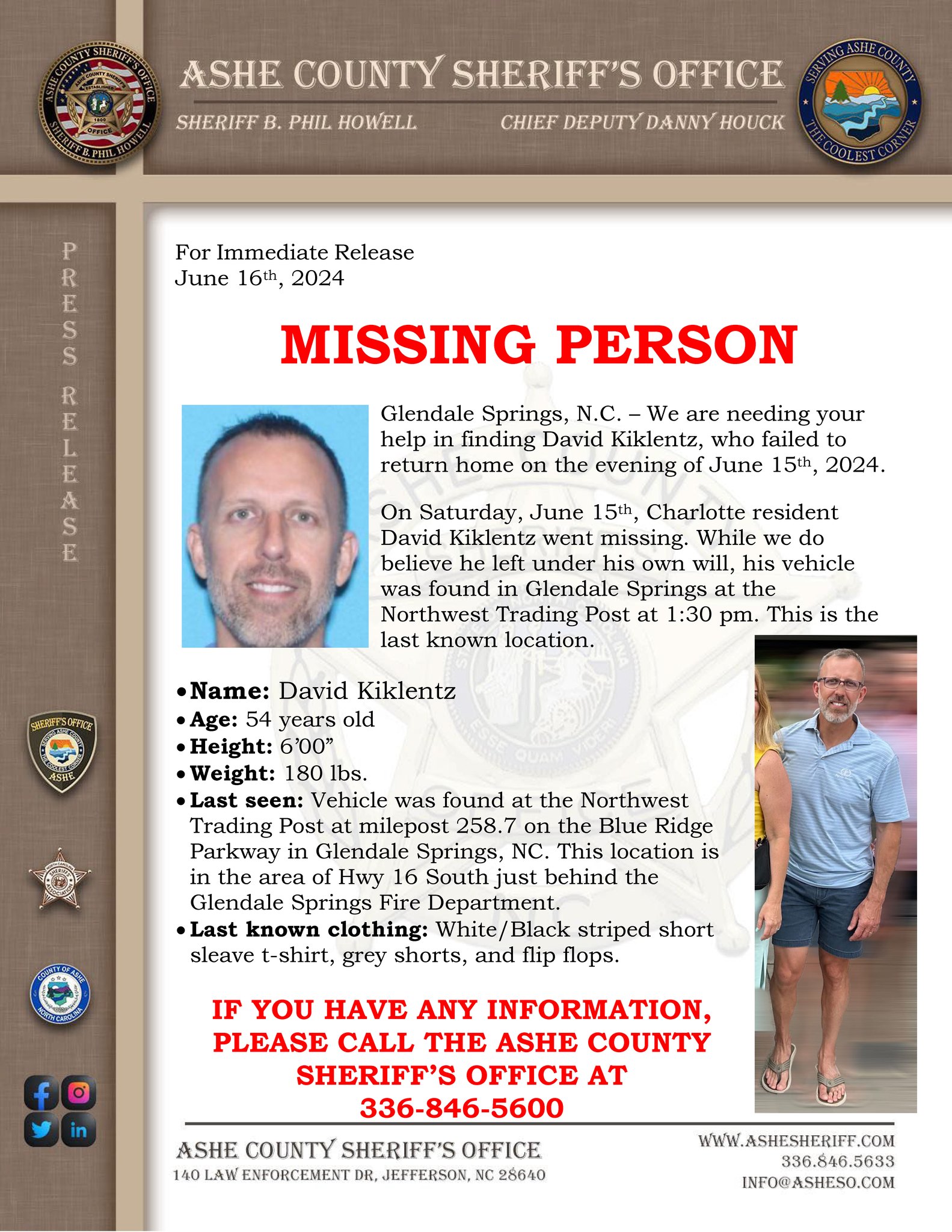 Ashe County Authorities Searching For Missing Man