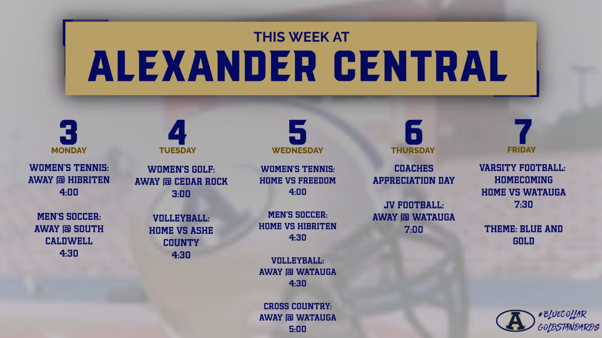 Alexander Central Athletics Schedule For This Week