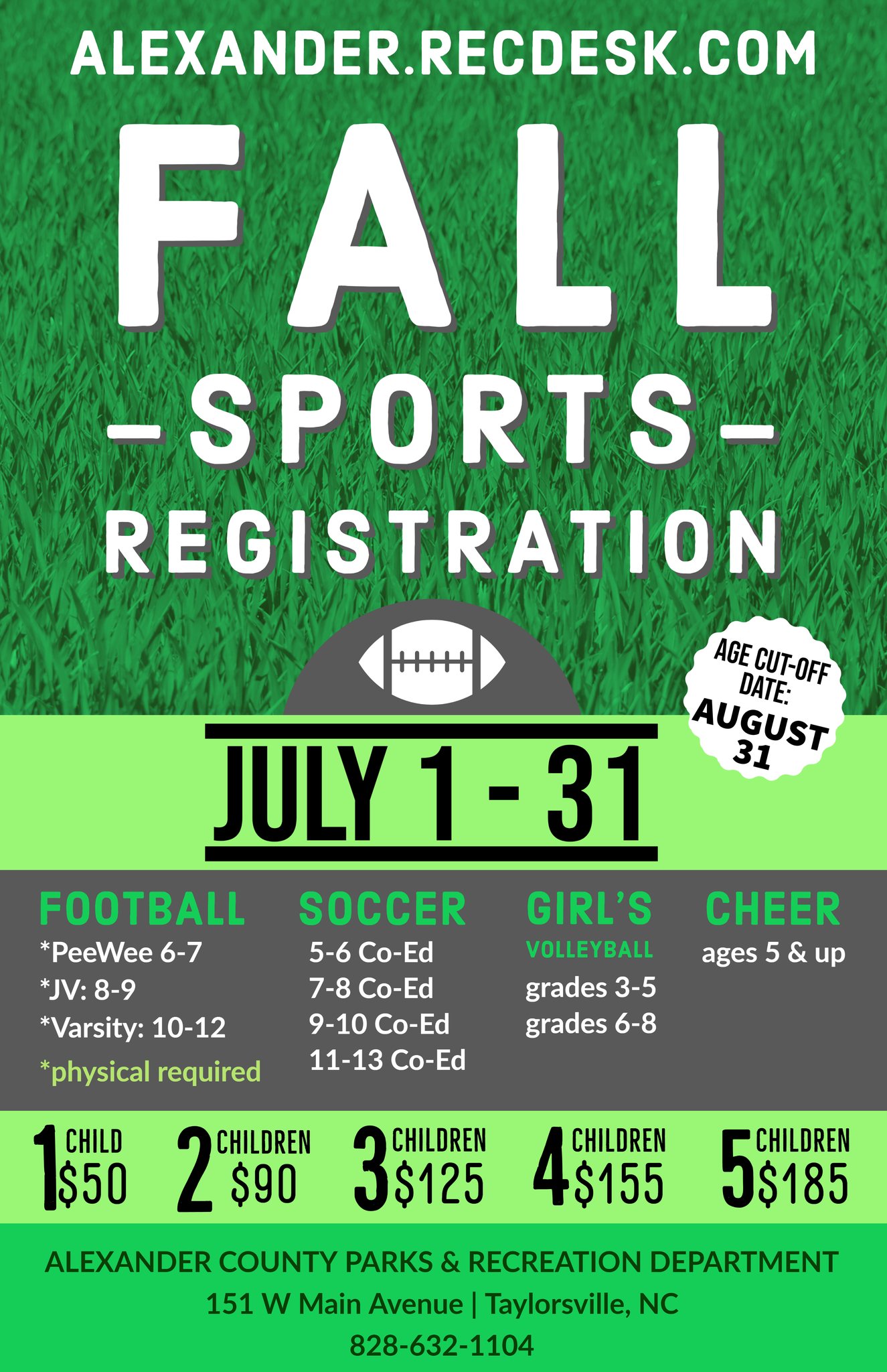 Fall Sports Registration Underway For Alexander County Parks And Recreation