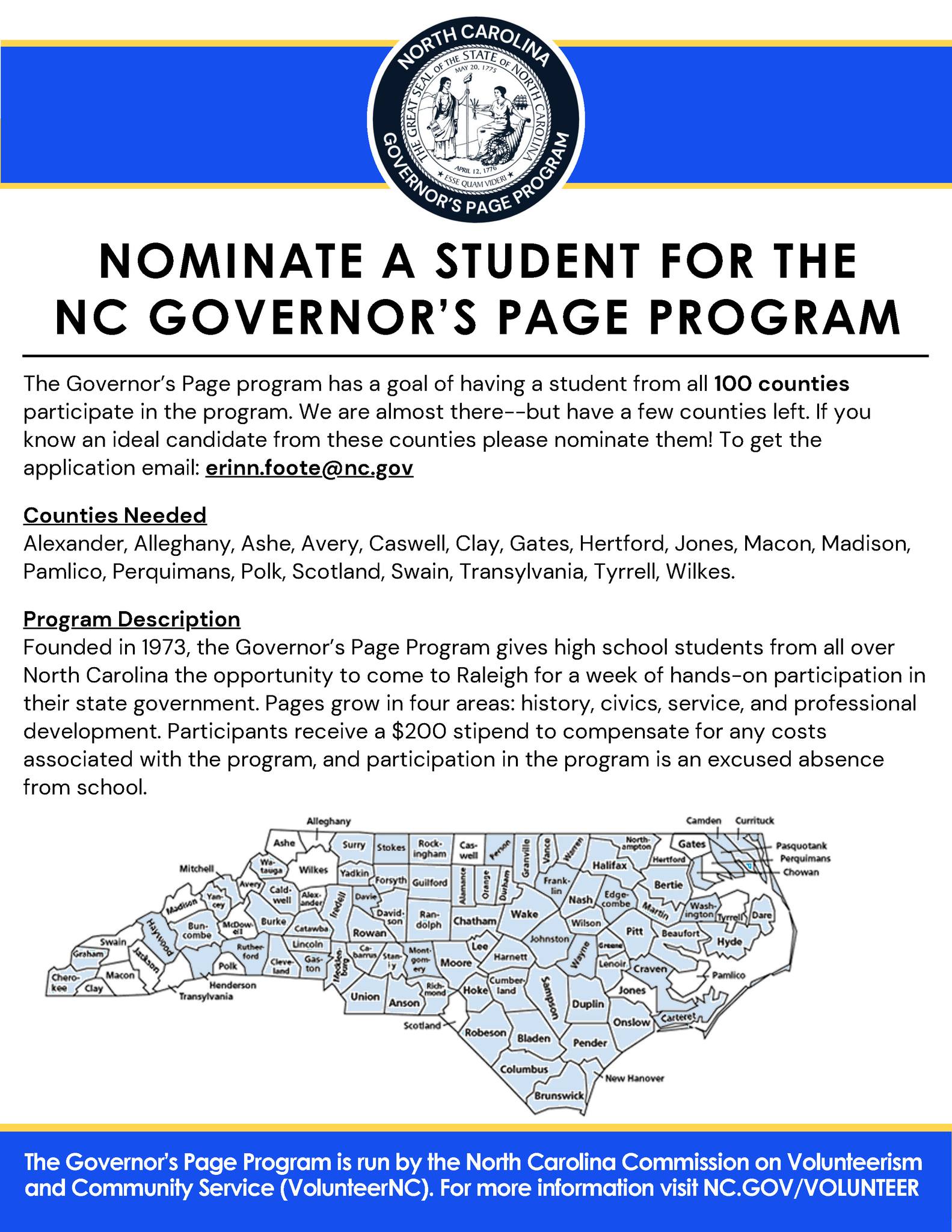 Governor Program Alexander County Has Spot Reserved For Governor’s Page Program